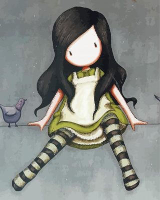 Gorjuss Girl And Birds paint by numbers