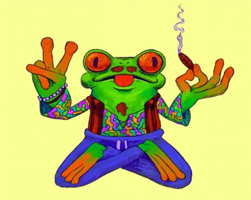 Hippie frog smoking paint by number