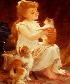 Little girl and kittens paint by number