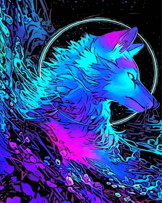 Neon Wolf Art Paint By Numbers - Numeral Paint Kit