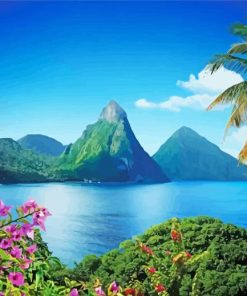 Pitons St Lucia Landscape paint by numbers