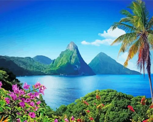 Pitons St Lucia Landscape Paint By Numbers - Numeral Paint Kit