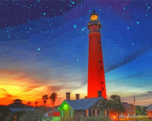 Ponce De Leon Lighthouse At Sunset paint by numbers