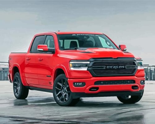 Red Dodge Truck paint by number