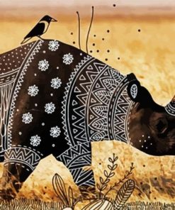 Rhino Tribal Animal paint by numbers