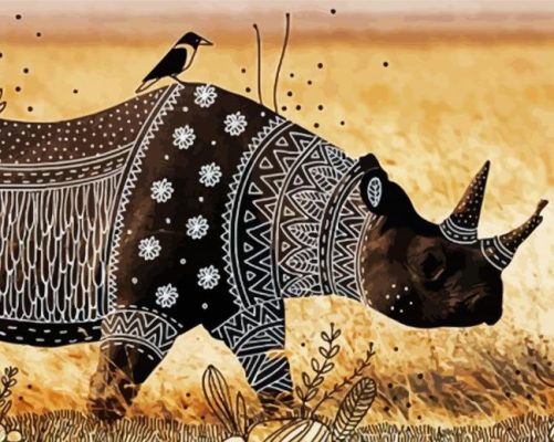 Rhino Tribal Animal paint by numbers