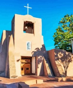 San Miguel Chapel Santa Fe Nm paint by numbers