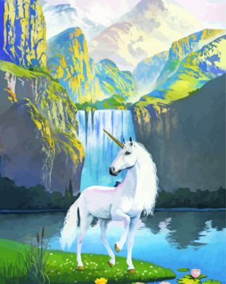 Waterfall White Horse paint by numbers
