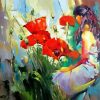 Abstract Woman Red Flower paint by numbers
