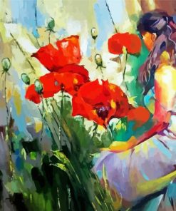 Abstract Woman Red Flower paint by numbers