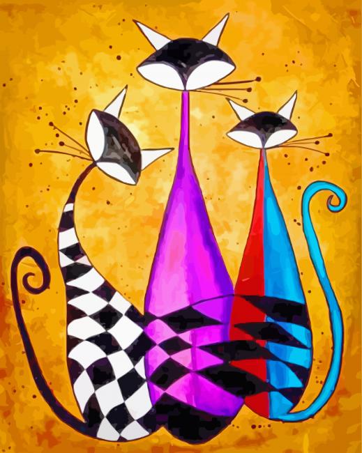 Aesthetic Abstract Cats Paint By Numbers - Numeral Paint Kit