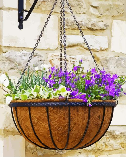 Aesthetic Hanging Basket Flower Paint By Numbers - Numeral Paint Kit