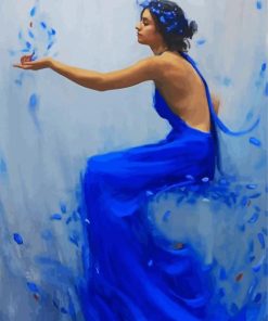 Aesthetic Woman With Blue Dress paint by number