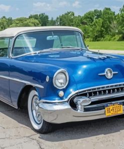 Blue 1955 Oldsmobile paint by numbers