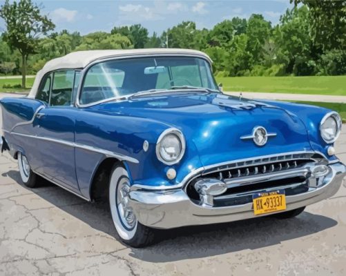 Blue 1955 Oldsmobile paint by numbers
