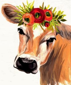 Cow With Floral Crown paint by numbers