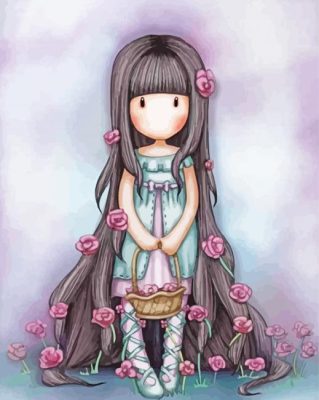 Floral Gorjuss Girl paint by numbers