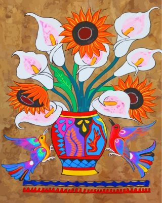 Flowers Pots Folk Art - Paint By Number - Paint by Numbers for Sale
