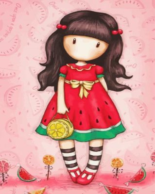 Gorjuss Girl Watermelon Dresss paint by numbers