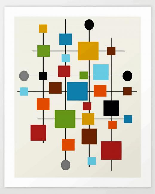 Mid Century Modern Art Paint By Numbers - Numeral Paint Kit