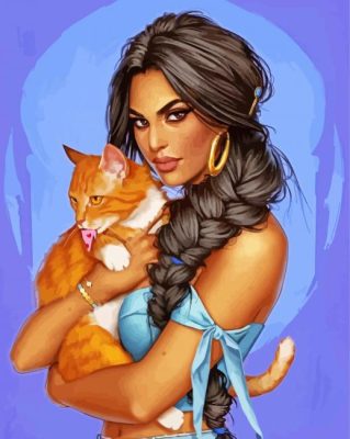 modern jasmine and cat paint by numbers