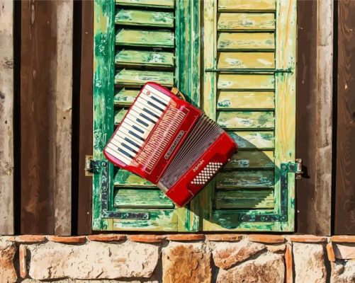 Red Accordion paint by numbers