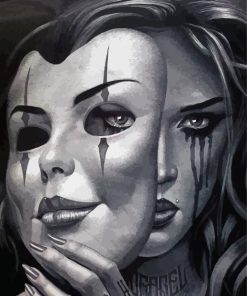 Sad Girl With Mask paint by numbers