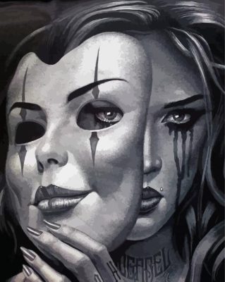Sad Girl With Mask paint by numbers