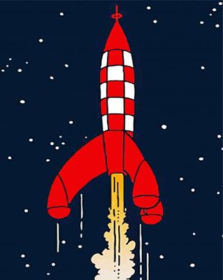 Rocket from Tintin Comic paint by numbers