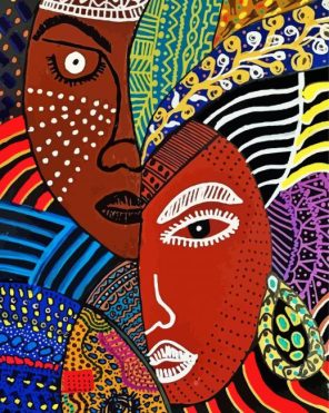 African Abstract Faces paint by numbers