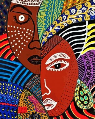African Abstract Faces paint by numbers