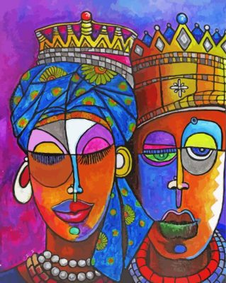 African Abstarct King And Queen paint by numbers 