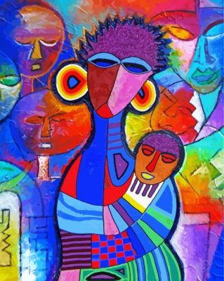 African Abstract People paint by numbers
