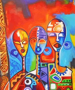 African Abstract People paint by numbers