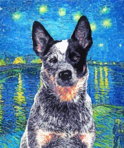 Australian Cattle Dog Starry Night paint by numbers