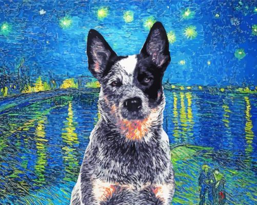 Australian Cattle Dog Starry Night paint by numbers