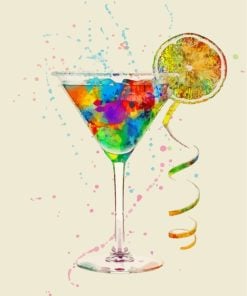 Colorful Cocktail Glass paint by numbers