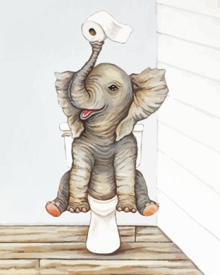 Elephant In Toilet paint by number