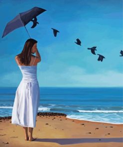 Lady In White By The Seaside paint by numbers