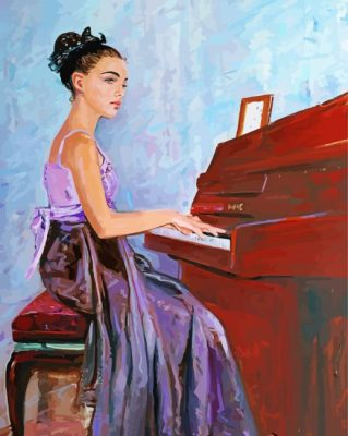Lady Playing Piano paint by numbers