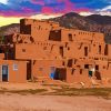 Taos Pueblo Sunset paint by numbers