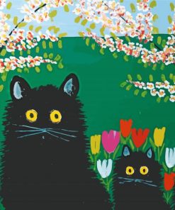Three Cats Maud Lewis paint by numbers