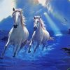 White Wild Horses Running Through Canyon Art paint by numbers