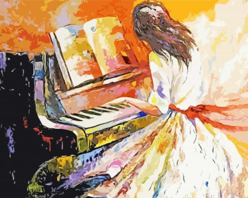 Abstract Lady Playing Piano  paint by numbers