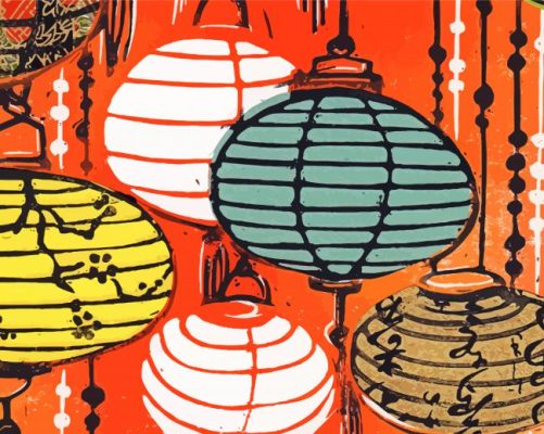 Abstract Vietnamese Lanterns paint by numbers