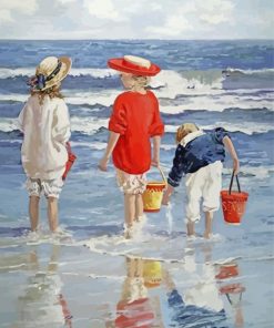 Aesthetic Kids By Seaside paint by number