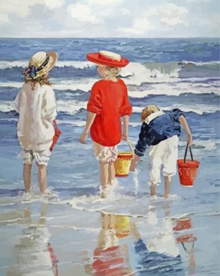 Aesthetic Kids By Seaside paint by number
