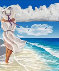 Aesthetic Lady By The Seaside paint by number