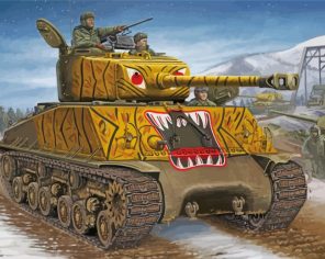 Sherman Tank Military Art paint by number