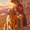 Aesthetic Western Old Man and Dog paint by numbers
